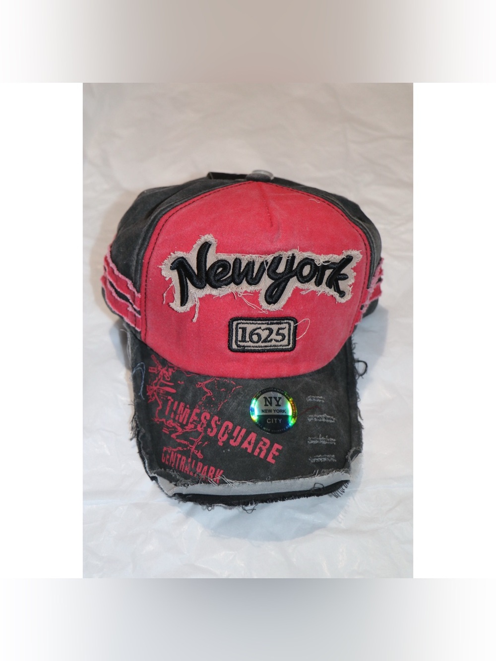 New York 1625 Distressed Vintage Embroidered Hat
